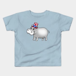 USA Patriotic Hippo Kids T-Shirt